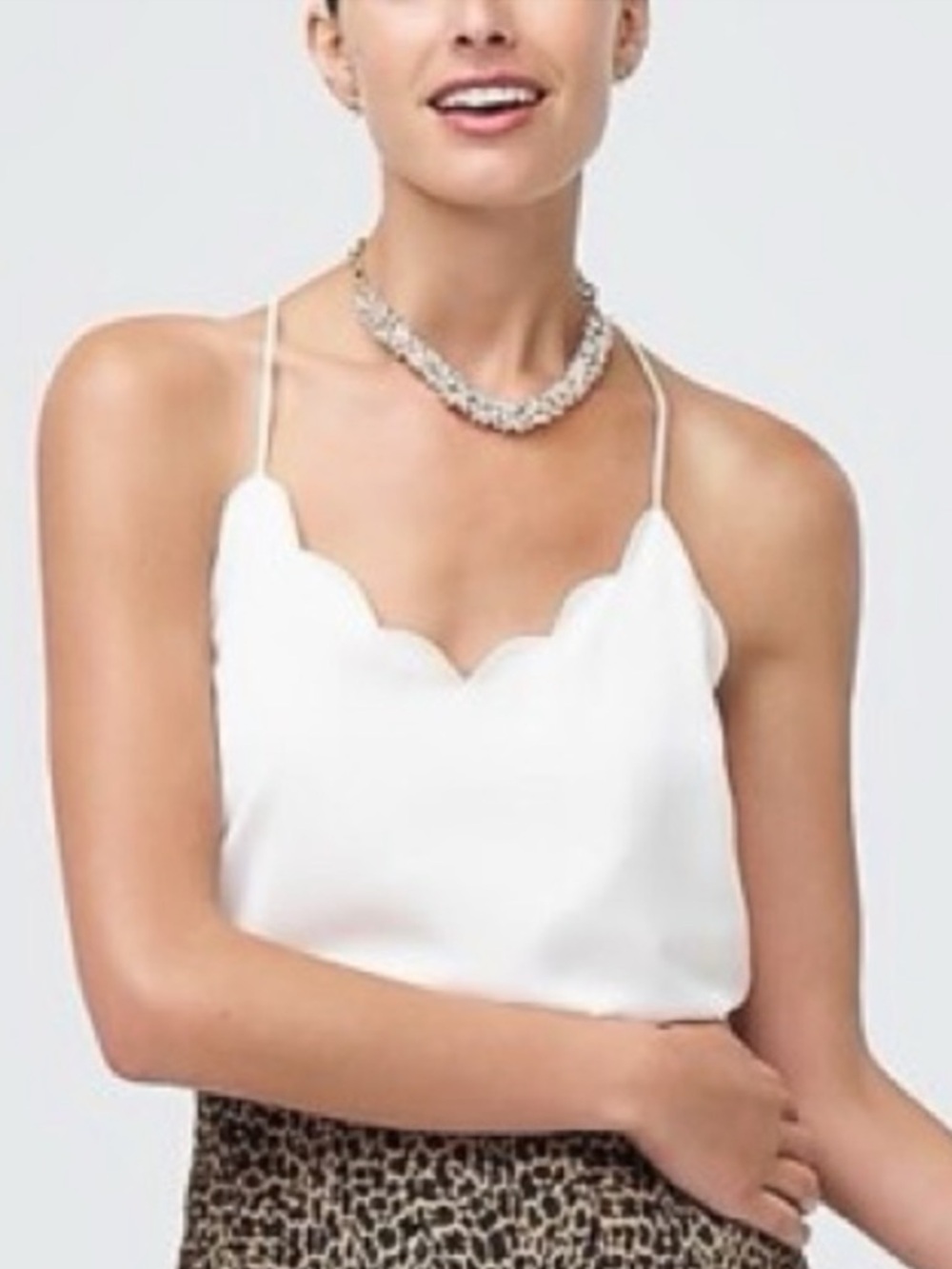 J CREW MERCANTILE White Scalloped Camisole Top